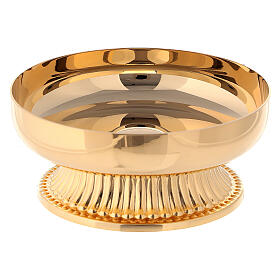Bowl paten of gold plated brass 10 cm embossed pattern on the base