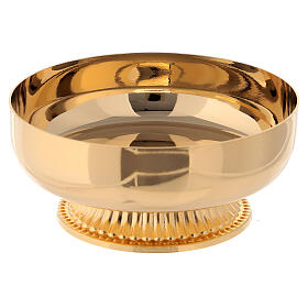 Paten in golden brass offertory 12 cm with detailed base