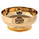 Paten in golden brass offertory 12 cm with detailed base s1
