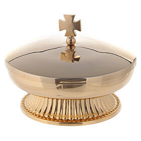 Low ciborium 24K gold plated brass 10 cm with decorated base