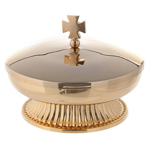 Low ciborium 24K gold plated brass 10 cm with decorated base 1