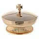 Low ciborium 24K gold plated brass 10 cm with decorated base s1
