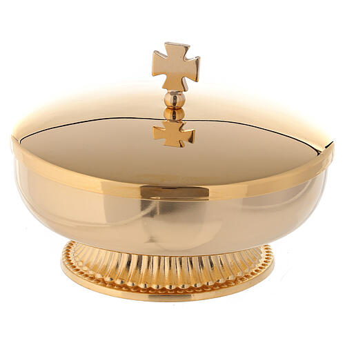 Low ciborium with embossed base 12 cm 24K gold plated brass 1