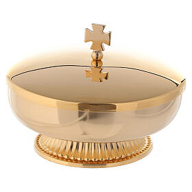 Pisside bassa 12 cm ottone dorato 24k base scanalata