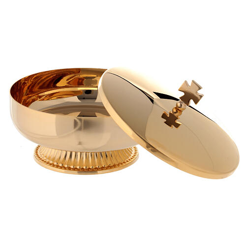 Pisside bassa 12 cm ottone dorato 24k base scanalata 2