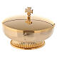 Pisside bassa 12 cm ottone dorato 24k base scanalata s1