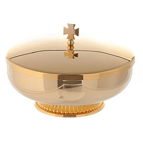 Ciborium 24K gold plated brass lid with cross 14 cm