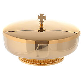 Ciborium 16 cm of gold plated brass, cross on the lid