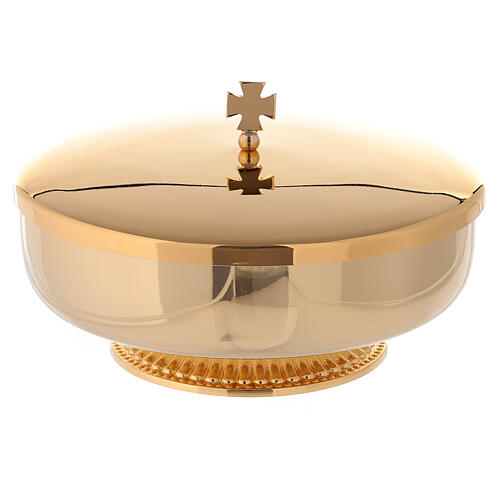 Ciborium 16 cm of gold plated brass, cross on the lid 1