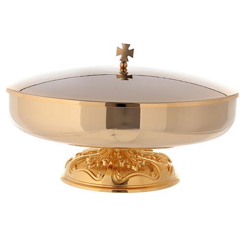 Ciborium 23 cm base with decoration 24K gold plated brass 1