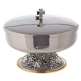 Ciborium with semi-opening lid in silver-plated brass 24k 16 cm