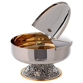 Ciborium with semi-opening lid in silver-plated brass 24k 16 cm