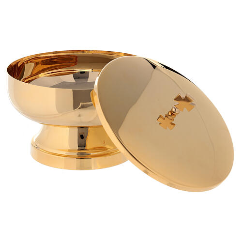 Double ciborium for concelebration in golden brass, stackable 18x14 cm 3
