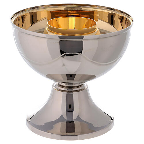 Ciborium two-species in two-tone brass, silver and gold 20 cm 1