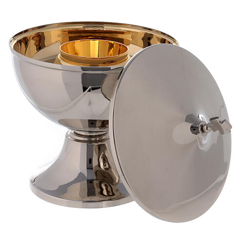 Ciborium two-species in two-tone brass, silver and gold 20 cm 3