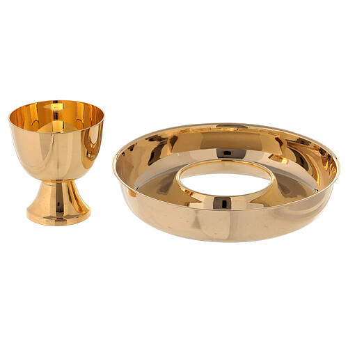 Ciborium two-species in two-tone brass, silver and gold 20 cm 4