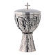 Chalice Ciborium Crucifixion Molina stylized silver-plated brass s5