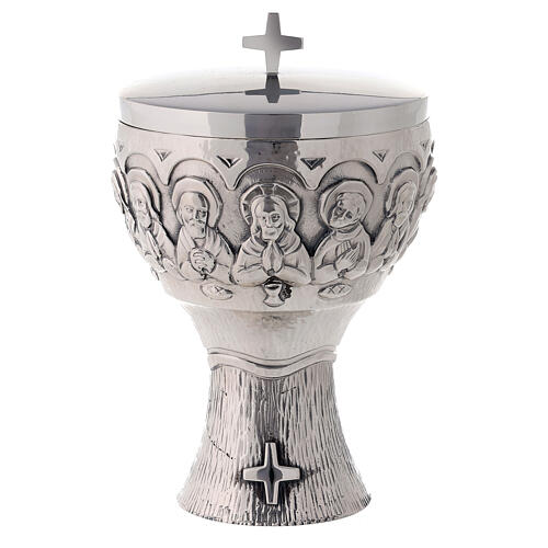 Molina ciborium with Last Supper bas-relief, silver-plated brass 1