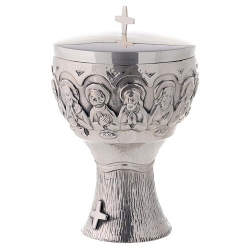 Molina ciborium with Last Supper bas-relief, silver-plated brass 3