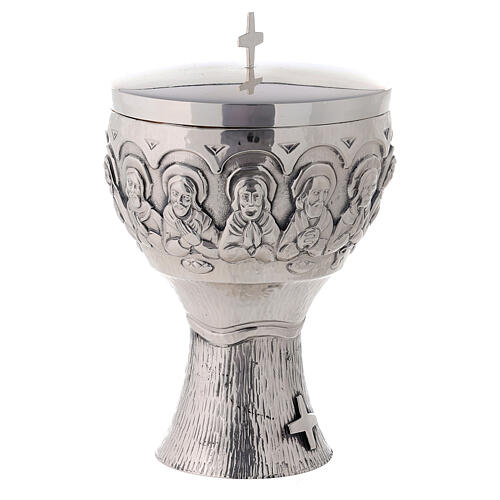 Molina ciborium with Last Supper bas-relief, silver-plated brass 4