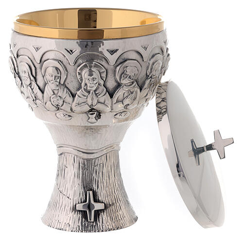 Molina ciborium with Last Supper bas-relief, silver-plated brass 6