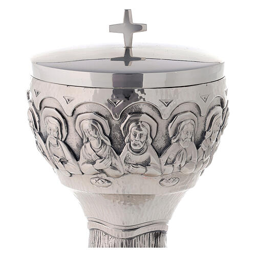 Ciborium Molina bas-relief Last Supper in silver brass 2