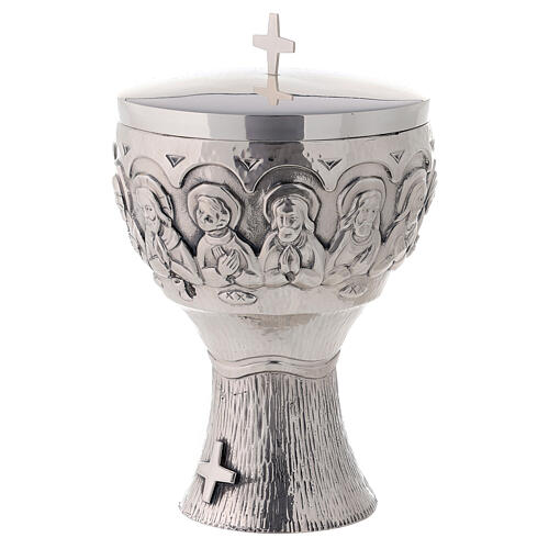 Ciborium Molina bas-relief Last Supper in silver brass 3