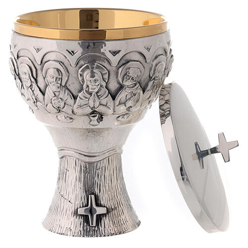 Ciborium Molina bas-relief Last Supper in silver brass 6