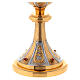 Carved chalice ciborium and paten, red synthetic stones s7