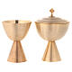 Chalice, ciborium, bowl paten and paten of gold plated brass, satin finish s2