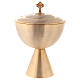Chalice, ciborium, bowl paten and paten of gold plated brass, satin finish s5