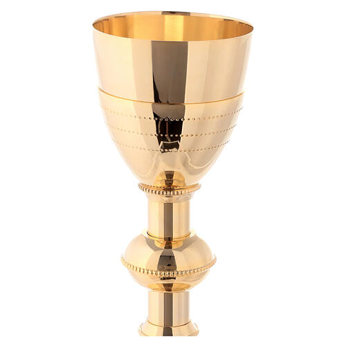 Chalice with ciborium and paten, chiseled gold plated brass 3