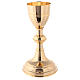 Chalice with paten and pyx in gold plated brass with engravings s2
