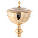 Chalice with paten and pyx in gold plated brass with engravings s5