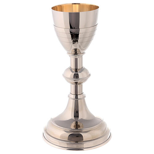 Chalice ciborium and paten, silver-plated brass, chiseled lines 2