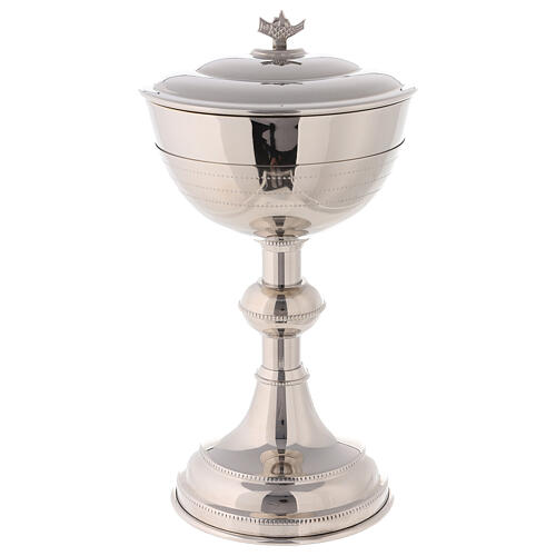 Chalice ciborium and paten, silver-plated brass, chiseled lines 4