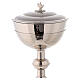 Chalice ciborium and paten, silver-plated brass, chiseled lines s5