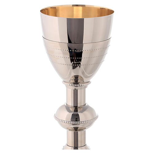 Chalice, pyx, paten, silver-plated brass, chiseled lines 3