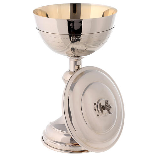 Chalice, pyx, paten, silver-plated brass, chiseled lines 6