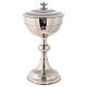 Chalice, pyx, paten, silver-plated brass, chiseled lines s4