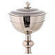 Chalice, pyx, paten, silver-plated brass, chiseled lines s5