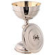 Chalice, pyx, paten, silver-plated brass, chiseled lines s6