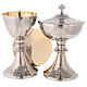 Chalice ciborium and paten, silver-plated brass, braided pattern s1