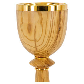 Olive wood chalice, 24kt gold finish