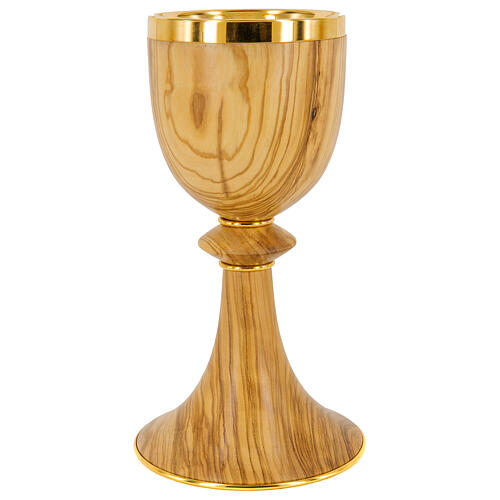 Olive wood chalice, 24kt gold finish 1