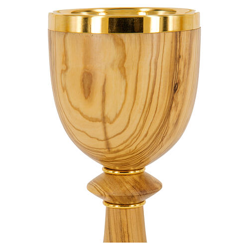 Olive wood chalice, 24kt gold finish 2