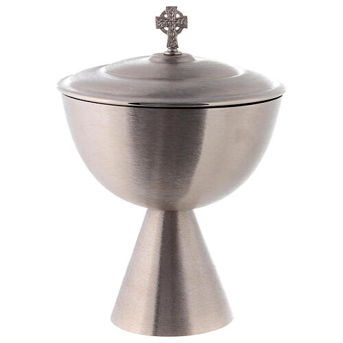 Modern chalice ciborium and paten of satin silver-plated brass 5