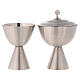Modern chalice ciborium and paten of satin silver-plated brass s2