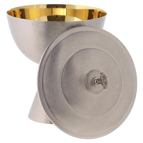 Calice pisside patena ottone argentato satinato moderno 3