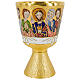 Chalice and paten Last Supper enamel gold chiselled brass s1